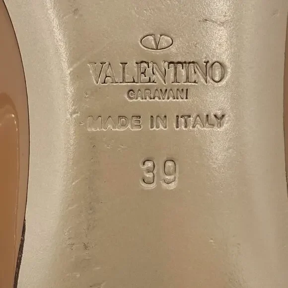 Valentino Garavani Rockstud Ballet Flat Shoes Nude Patent Leather Size 39 US 9 - Picture 12 of 15